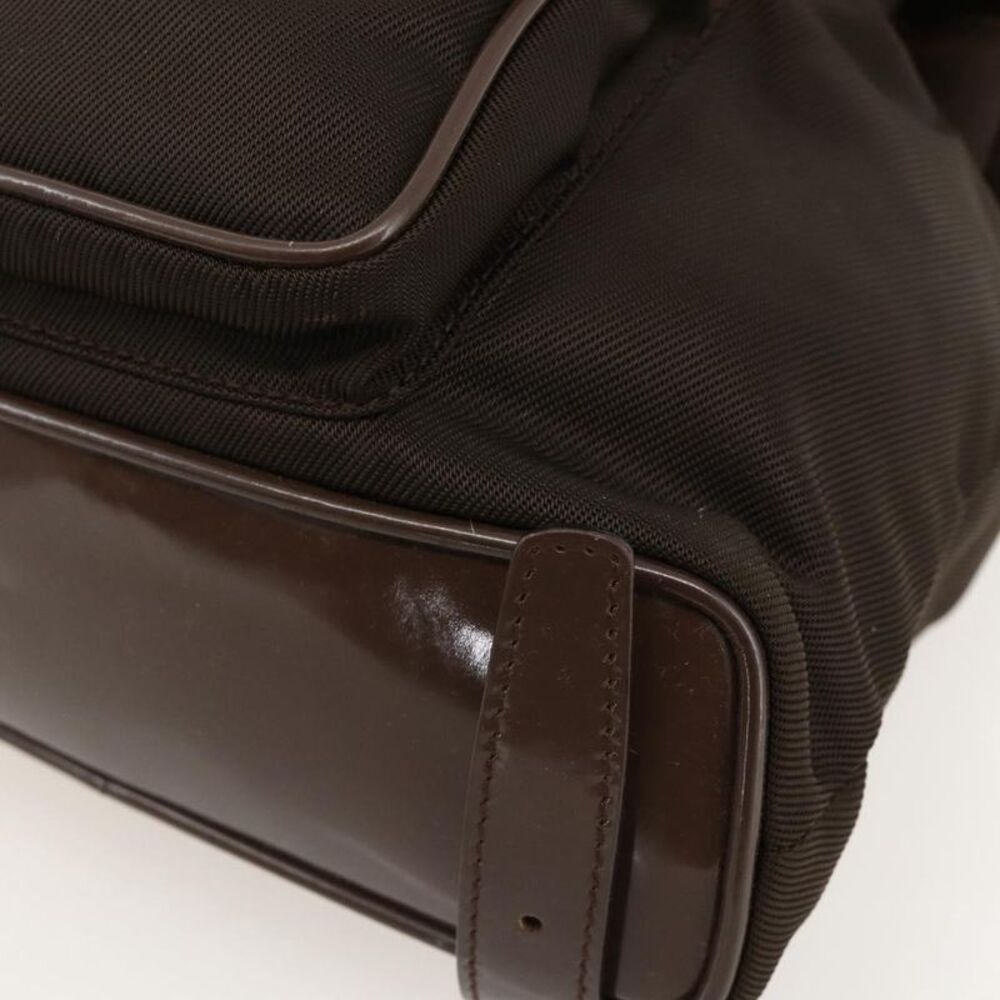 Gucci Vintage Bamboo Backpack Nylon And Patent Leather Brown Nylon Backpack Bag - Picture 9 of 16
